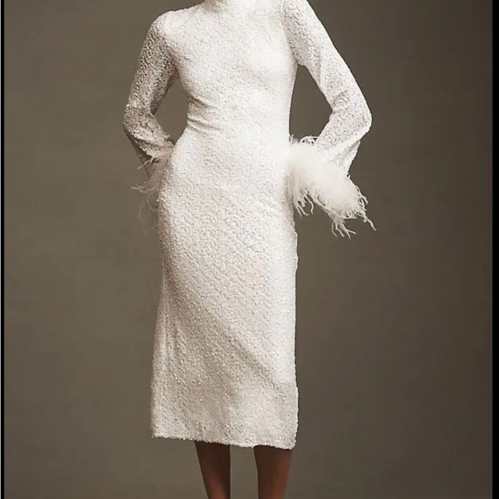 Hutch White Long Sleeve Textured Dress